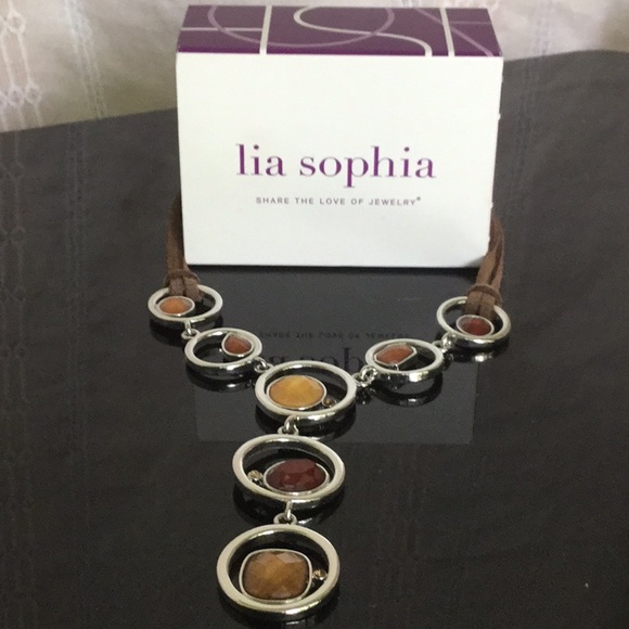 Vtg.20”LiaSophiaNecklaceSilverRingsW/FacetedStones - Picture 8 of 8